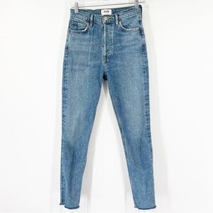 Agolde High Rise Slim Jeans Button Fly Raw Hem